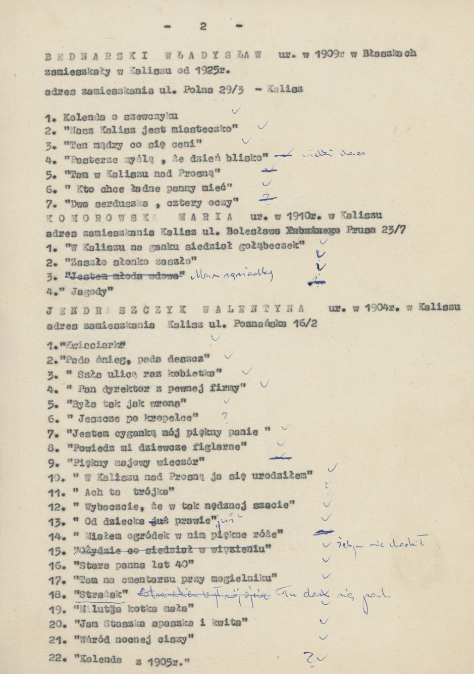 Lista piosenek - taśma 2