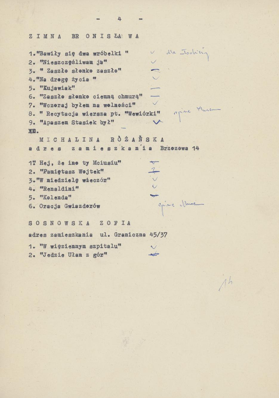 Lista piosenek - taśma 2