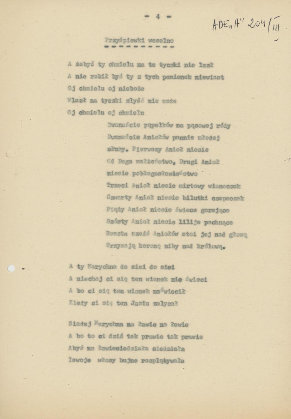 Przyśpiewki i zwyczaje weselne