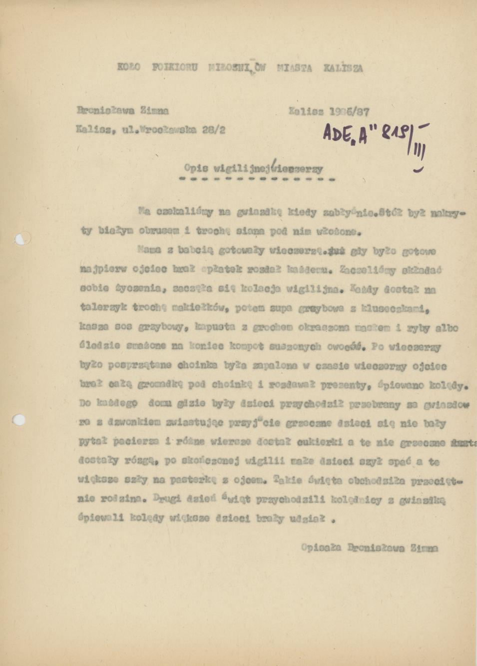 Opis wigilijnej wieczerzy