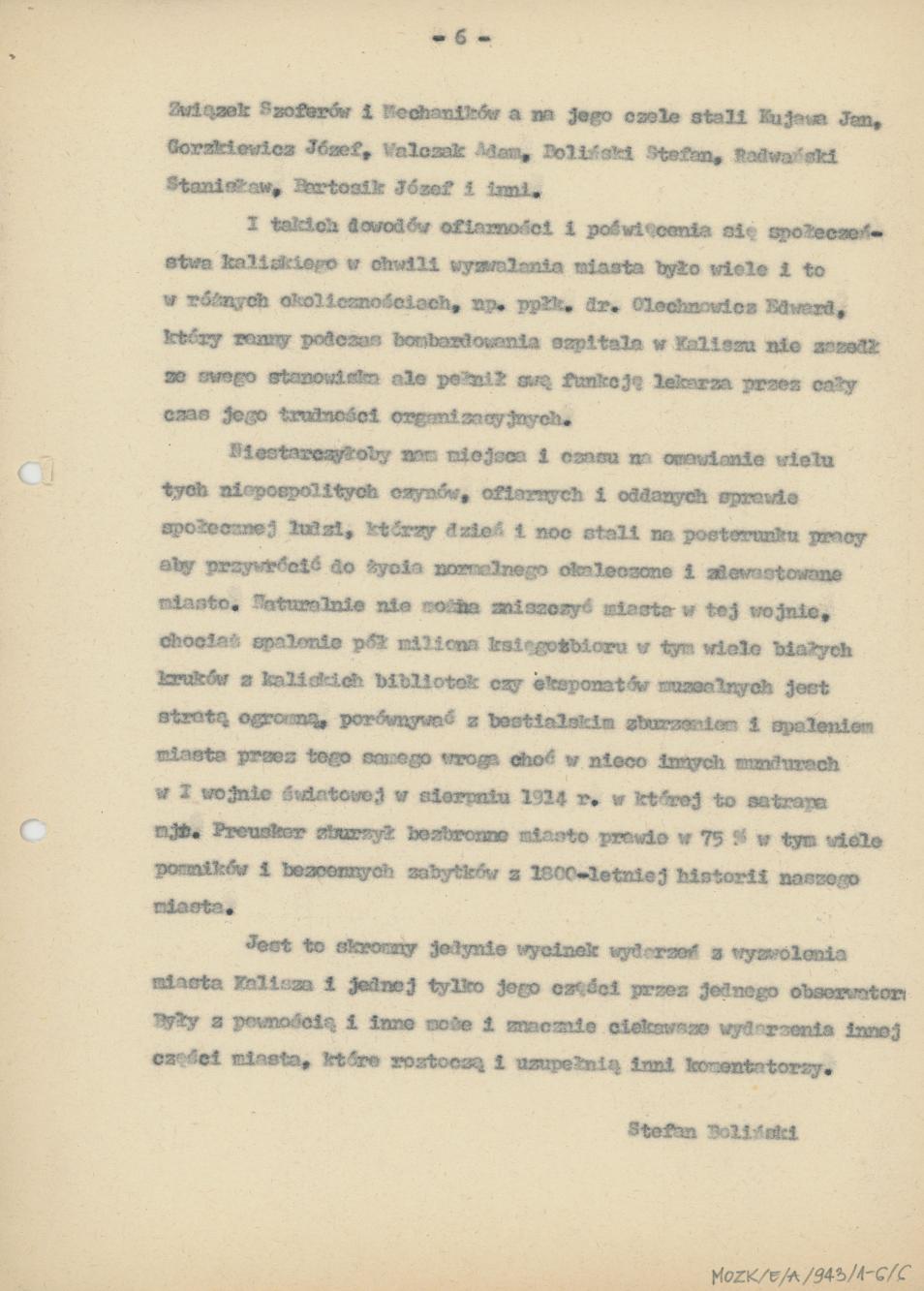 Wspomnienia z wyzwolenia Miasta Kalisza w r. 1945