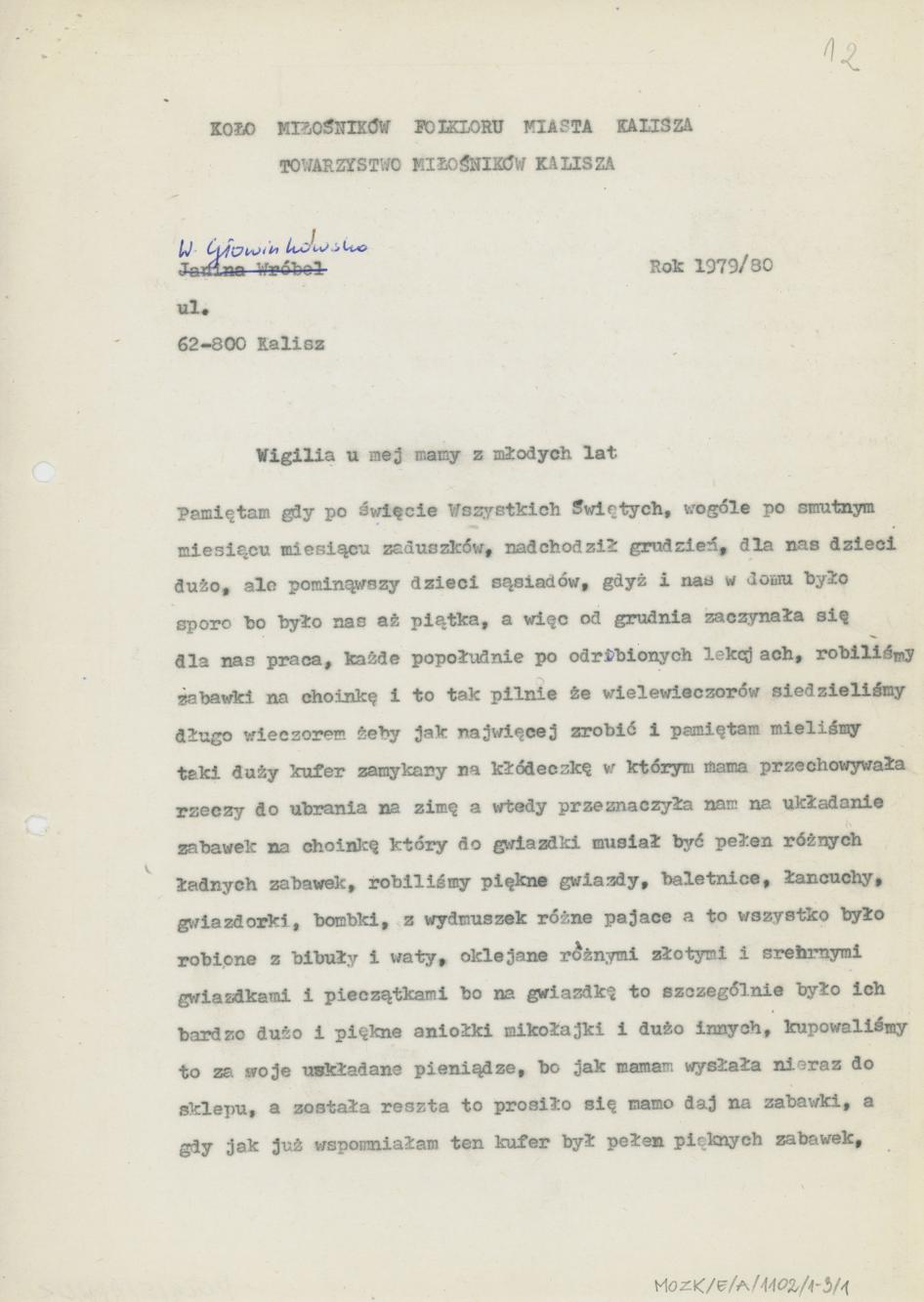 Wigilia u mej mamy z młodych lat