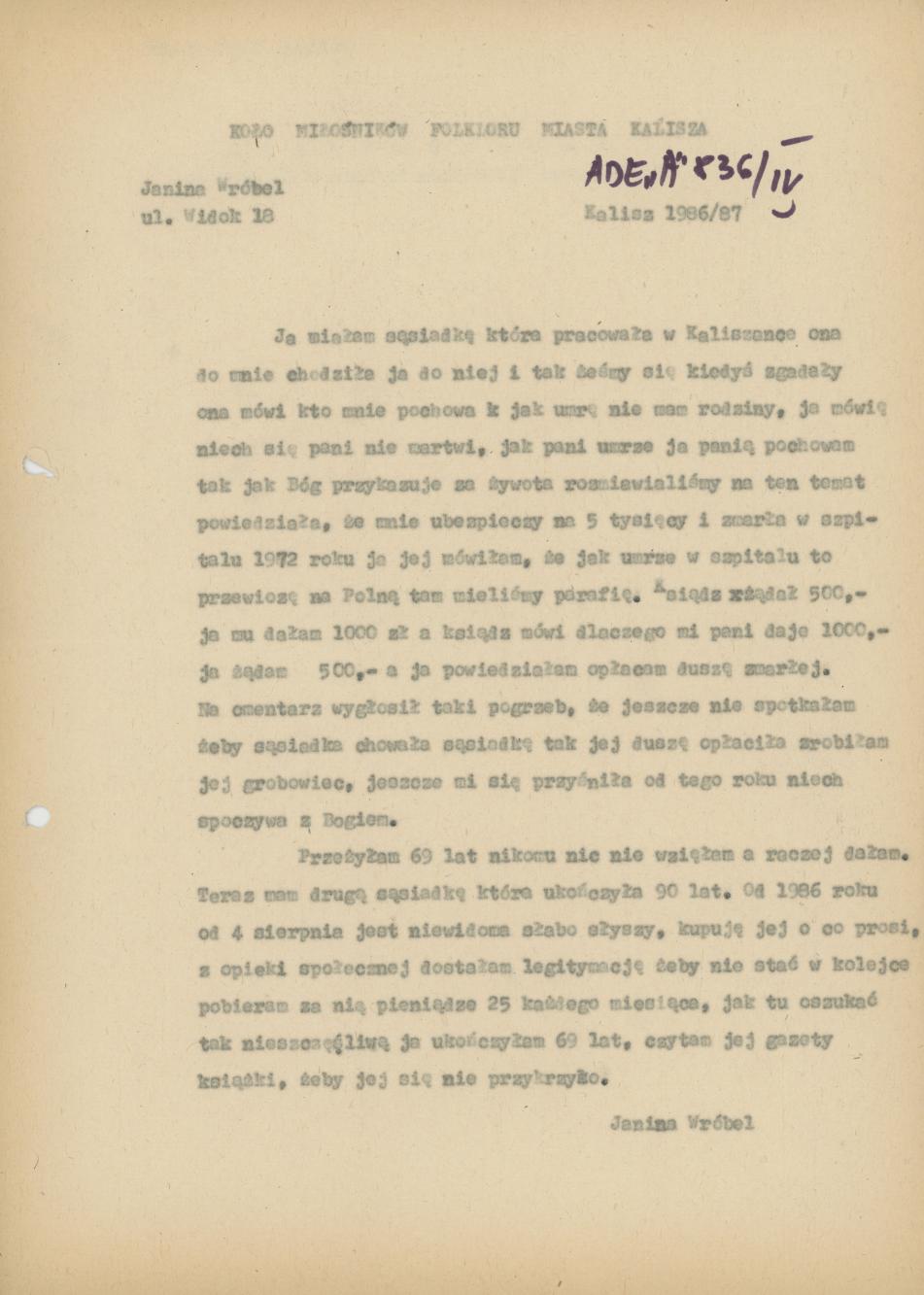 Wspomnienie o sąsiadce