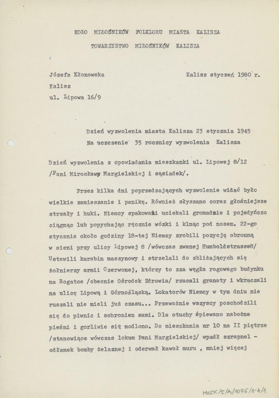 Dzień wyzwolenia miasta Kalisza 23 stycznia 1945