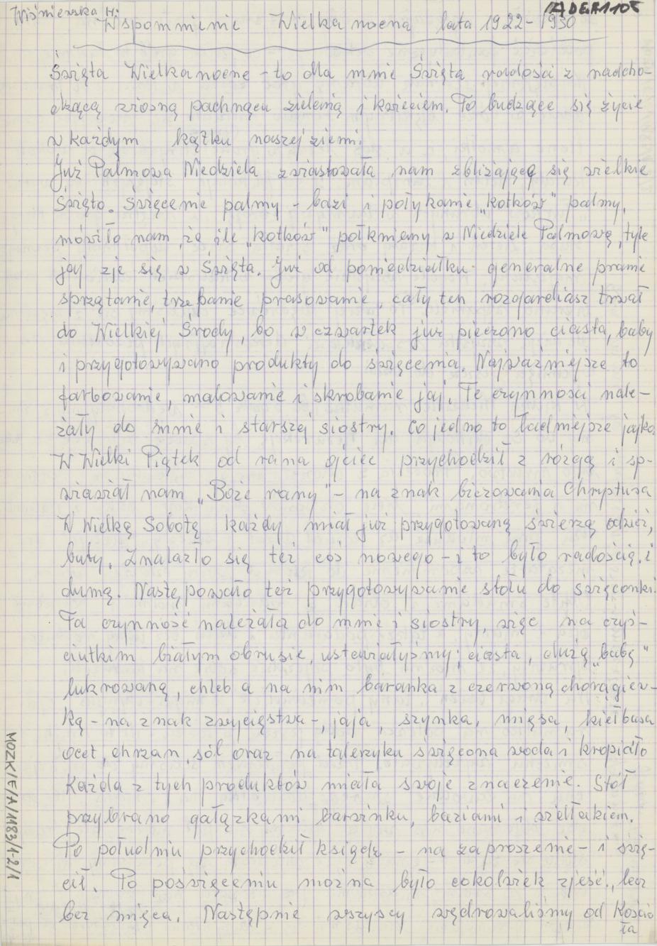 Wspomnienie wielkanocne lata 1922-1930