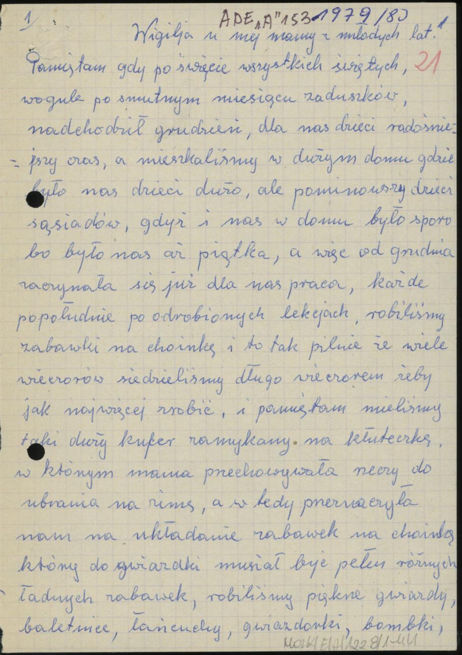 Wigilia u mej mamy z młodych lat