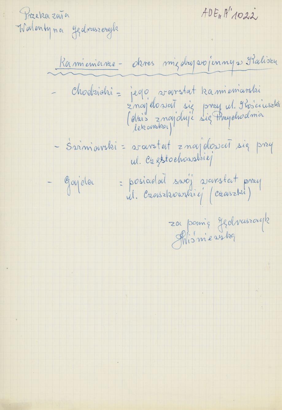 Kamieniarze - okres międzywojenny w Kaliszu