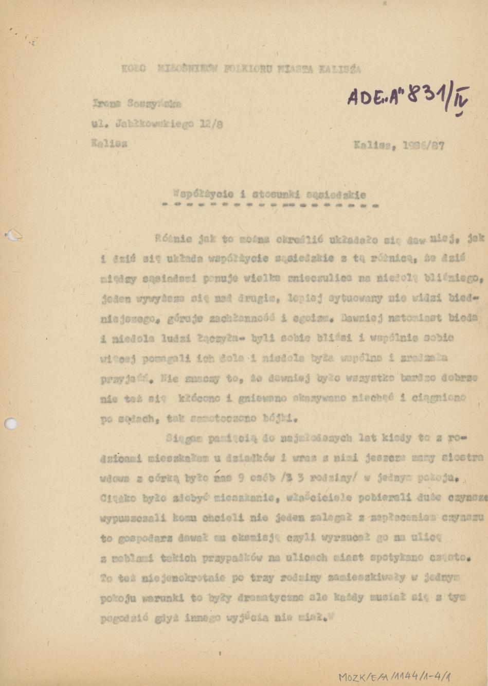 Współżycie i stosunki sąsiedzkie