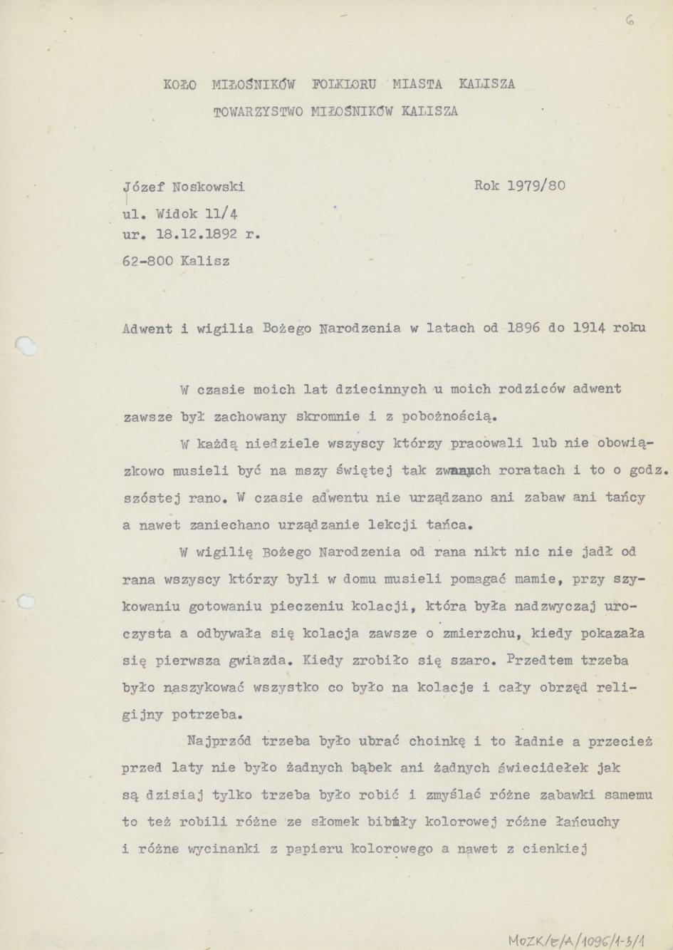 Adwent i wigilia Bożego Narodzenia w latach od 1896 do 1914 roku