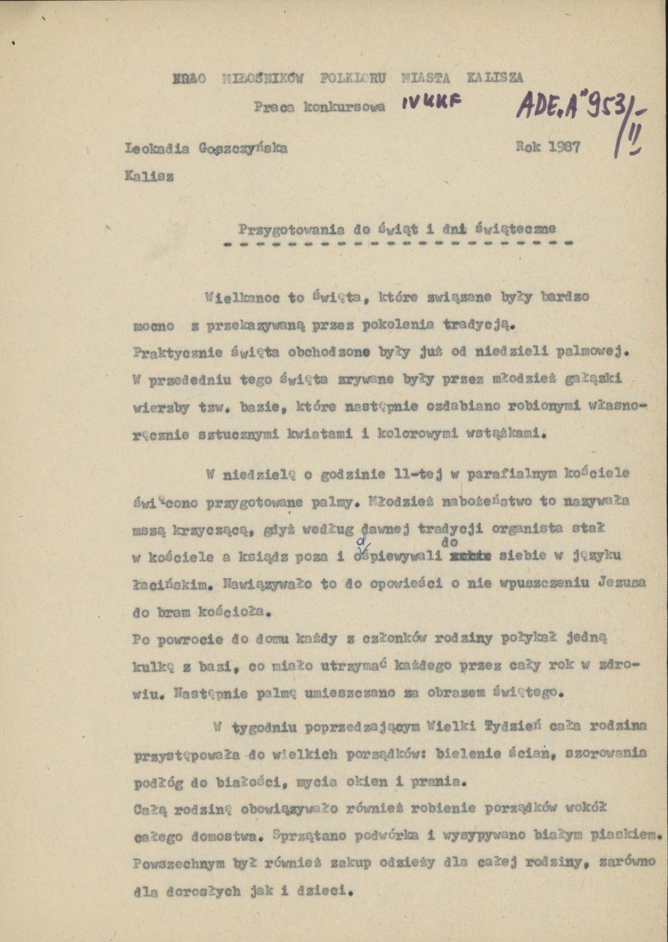 Przygotowania do Świąt i dni świąteczne