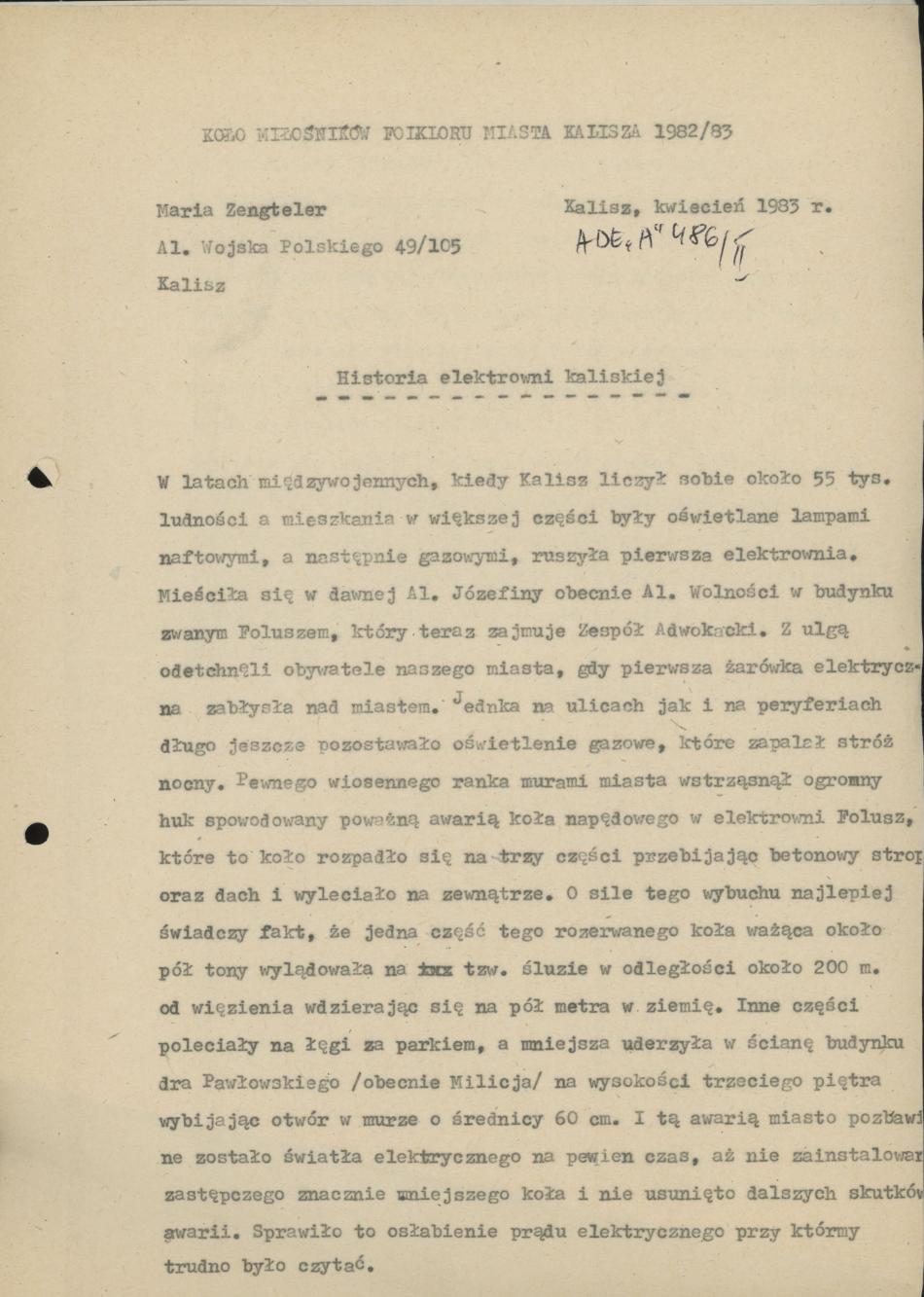 Historia elektrowni kaliskiej