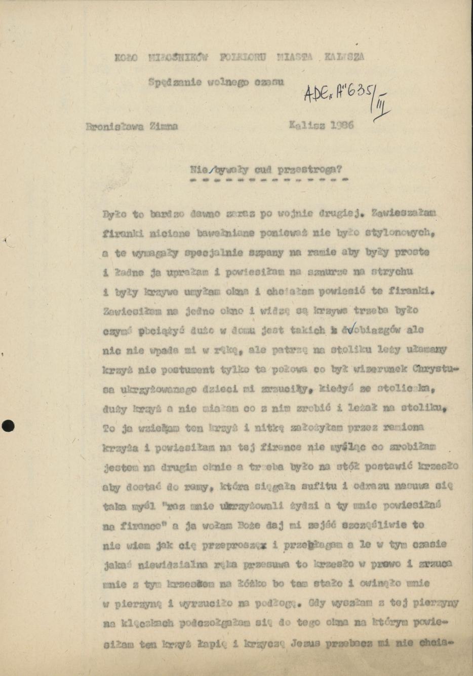 Niebywały cud przestroga