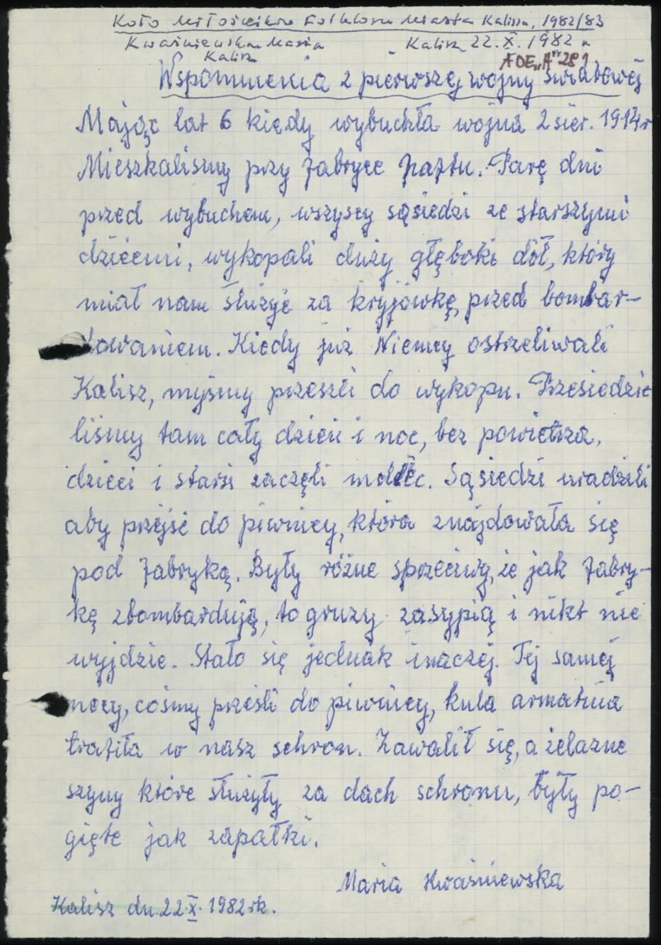 Wspomnienia z pierwszej wojny światowej