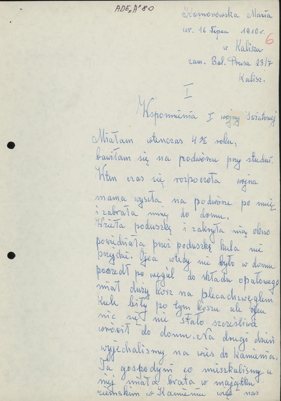 Wspomnienia z I wojny światowej