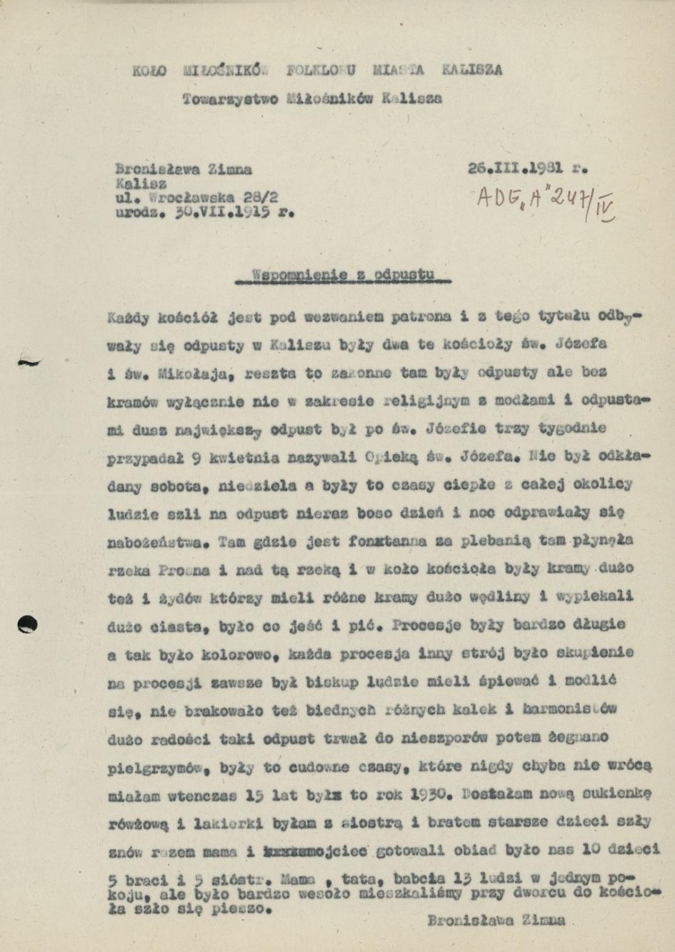 Wspomnienie z odpustu