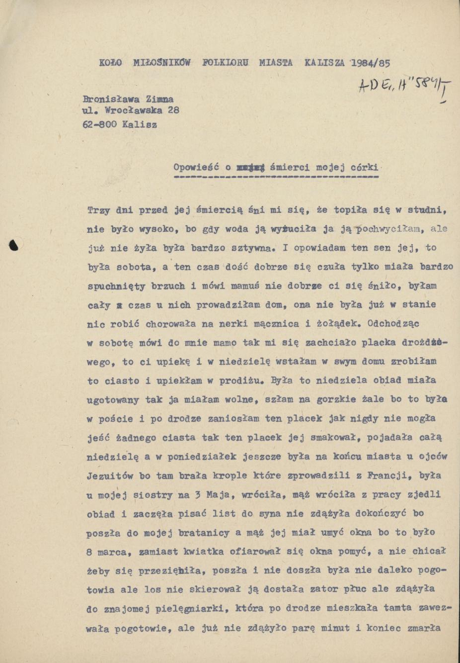 Opowieść o śmierci mojej córki