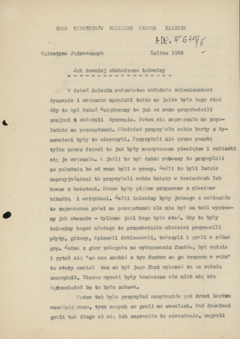 Jak dawniej obchodzono imieniny