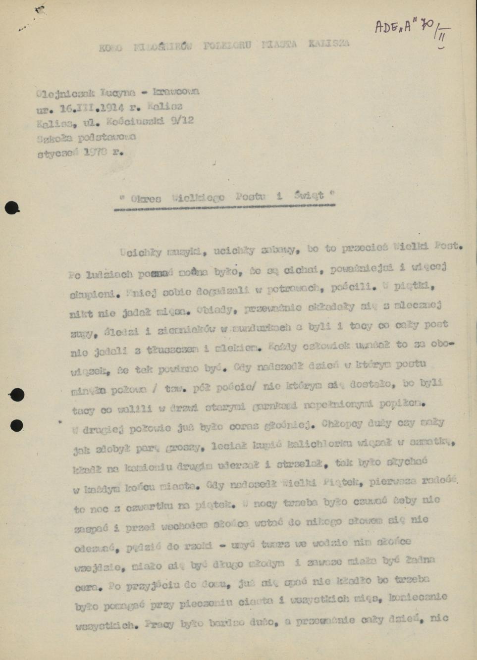 Okres Wielkiego Postu i Świąt