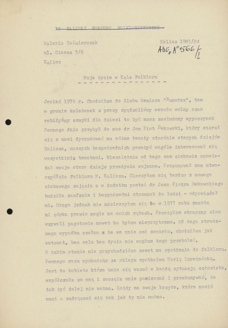 Moje życie w Kole Folkloru