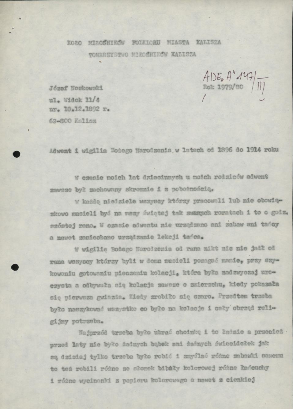 Adwent i Wigilia Bożego Narodzenia w latach od 1896 do 1914 roku