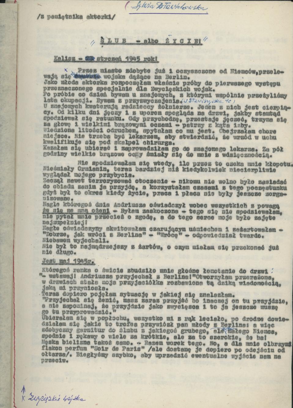 Z pamiętnika aktorki, Sylwii Dławichowskiej