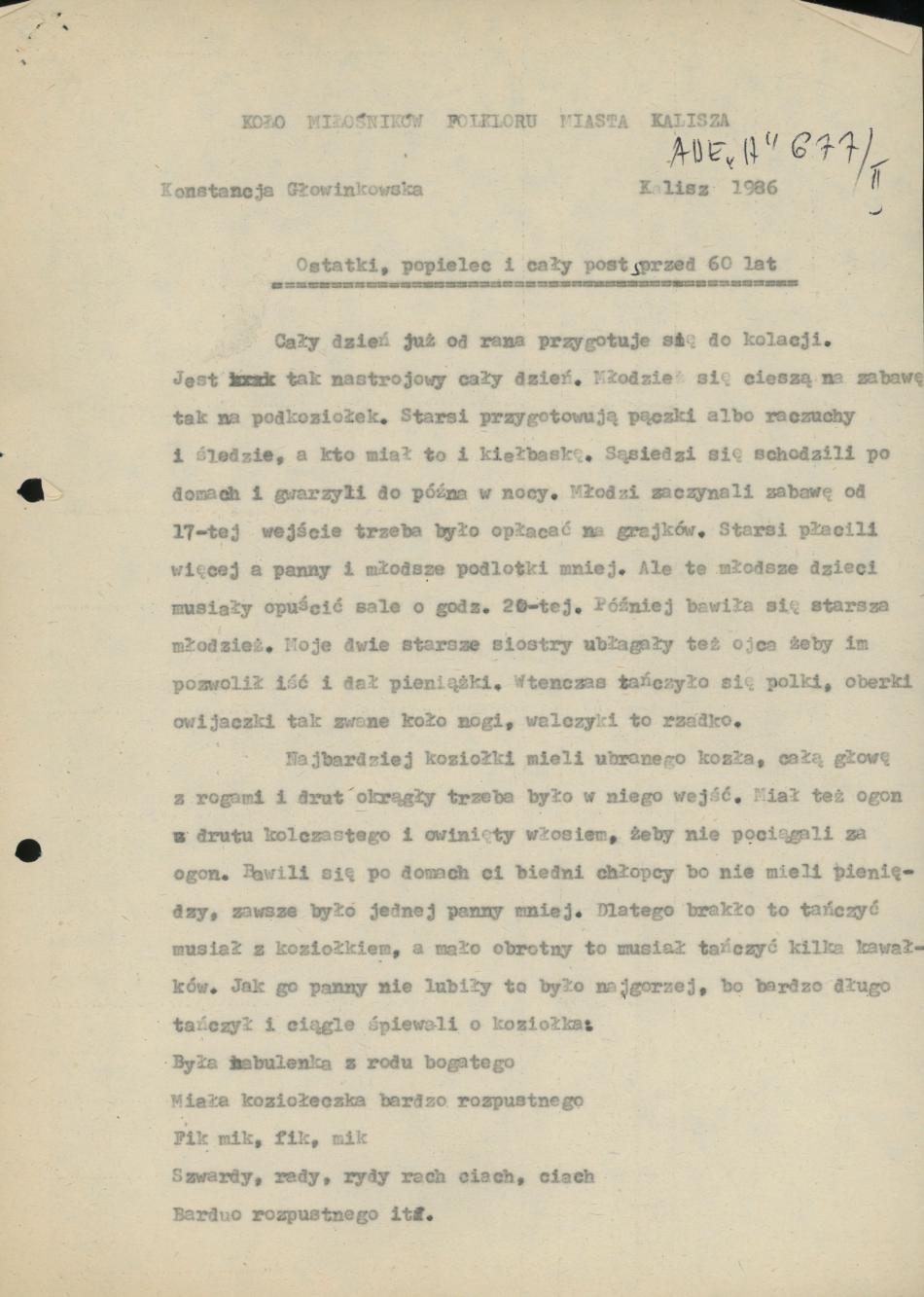Ostatki, popielec i cały post sprzed 60 lat