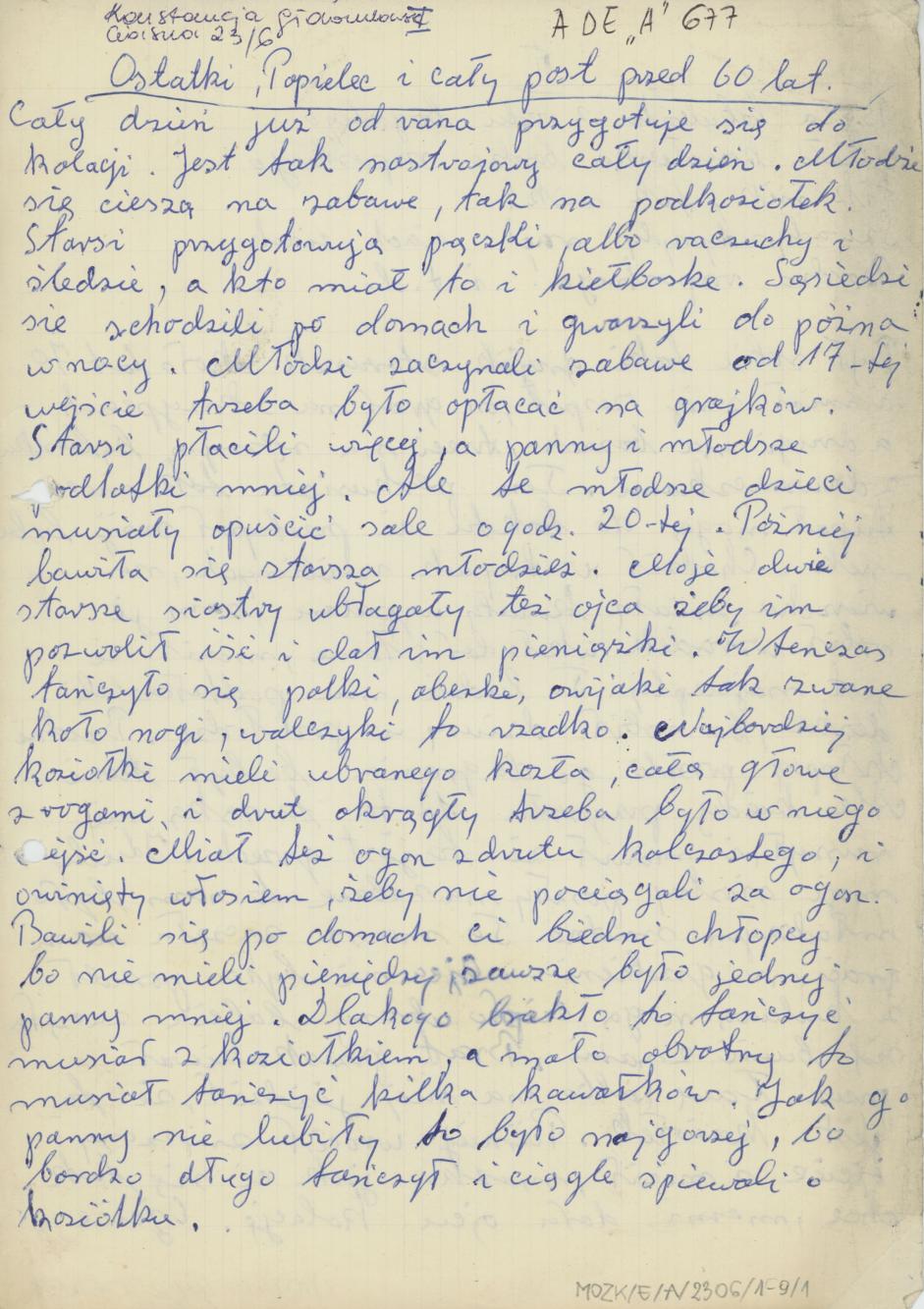 Ostatki, Popielec i cały post sprzed 60 lat