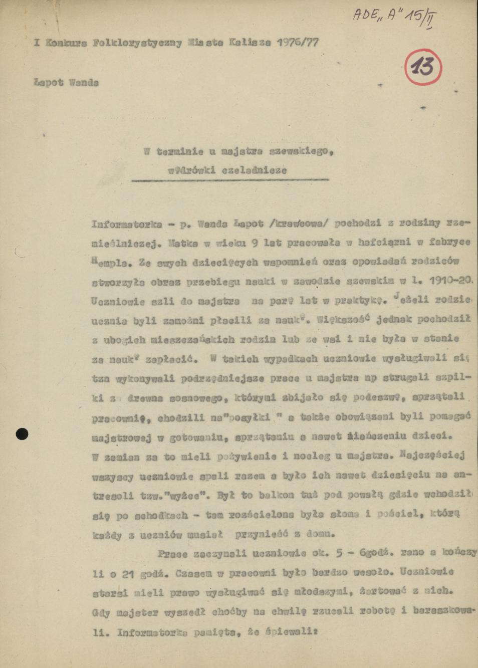 W terminie u majstra szewskiego, wędrówki czeladnicze