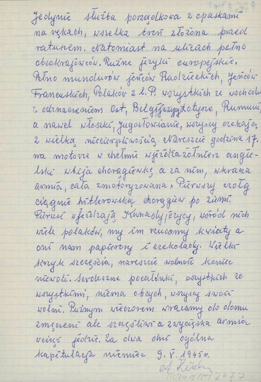 Wspomnienia z odzyskania wolności przez wojska alianckie w Niemczech, 7 V 1945 r.