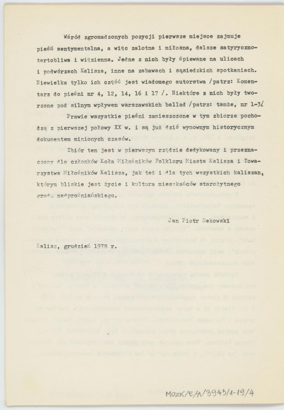 W Kaliszu nad Prosną - zbiór pieśni, cz. 1