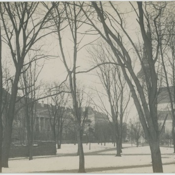 Widok z parku miejskiego na Pałac Gubernatorski i kościół św. Józefa