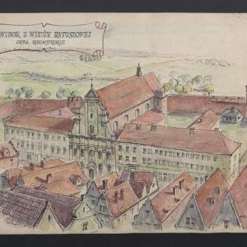 Widok z wieży ratuszowej w Kaliszu (próba rekonstrukcji)