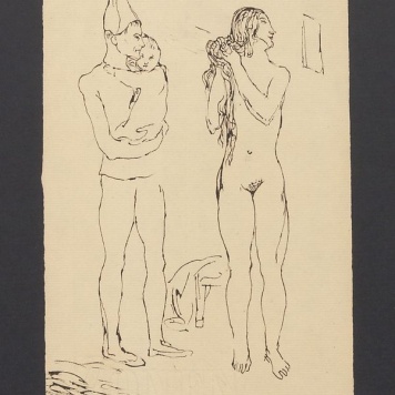 Klown z dzieckiem i kobieta