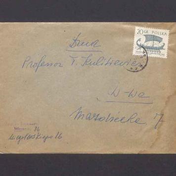 Koperta, adr. Professor Tadeusz Kulisiewicz