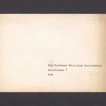 Koperta, adr. Pan Profesor Stanisław Kulisiewicz