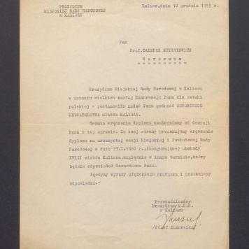 Prezydium Miejskiej Rady Narodowej w Kaliszu w uznaniu wielkich zasług [...]