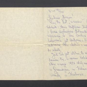 Kochana Marysiu! Piszę ten list "w ciemno" [...]