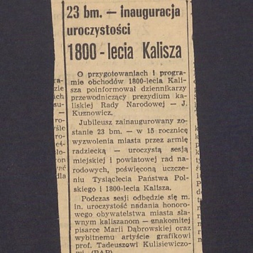 Inauguracja uroczystości 1800-lecia Kalisza