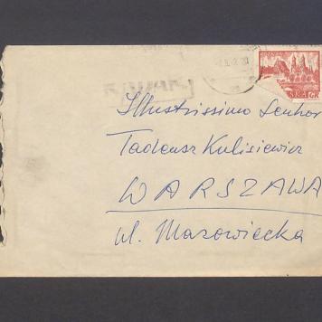 Koperta, adr. Ilustrissimo Lenhor Tadeusz Kulisiewicz