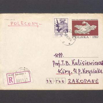 Koperta, adr. WP. P. Prof. T.B. Kulisiewicz