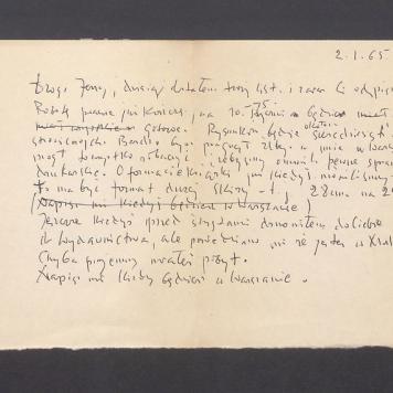 Drogi Jerzy, dzisiaj dostałem Twój list [...]