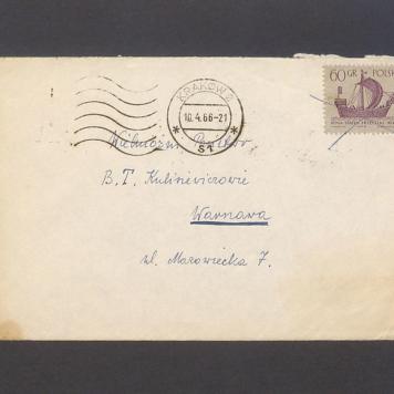 Koperta, adr. Wielmożni Państwo B. T. Kulisiewiczowie