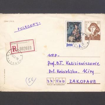 Koperta, adr. WP. P. Prof. B. T. Kulisiewiczowie