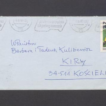 Koperta, adr. WPaństwo Barbara i Tadeusz Kulisiewicz