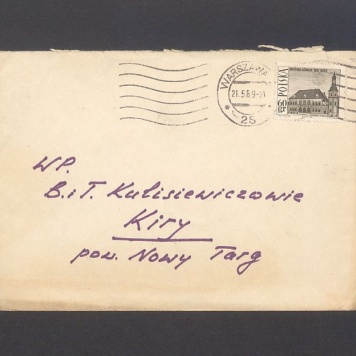 Koperta, adr. WP. B. i T. Kulisiewiczowie