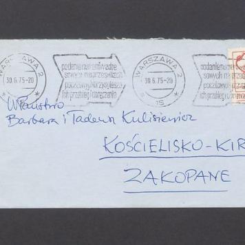 Koperta, adr. WPaństwo Barbara i Tadeusz Kulisiewicz