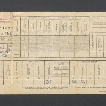 Nakaz płatniczy na zobowiązania pieniężne za rok 1976 (podatek od nieruchomości i działki w Kościelisku 68b)