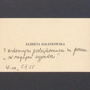 Bilecik z podziękowaniem za pomoc "w nagłym wypadku"