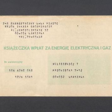 Książeczka wpłat za energię elektryczną i gaz
