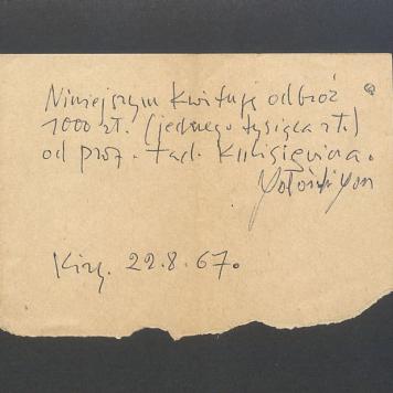 Pokwitowanie odbioru 1000 zł